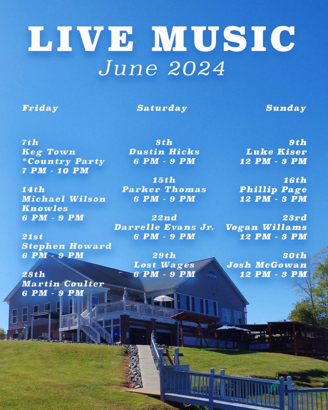 Live Music Line up Lake Hickory June